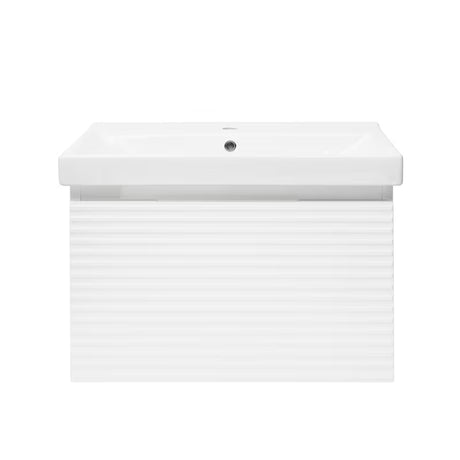 Viseća kupaonski ormarić Naturel Savona s keramičkim umivaonikom u bijeloj sjajnoj boji