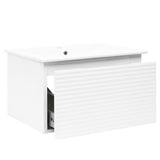 Viseća kupaonski ormarić Naturel Savona s keramičkim umivaonikom u sjajno bijeloj boji s glodanjem.