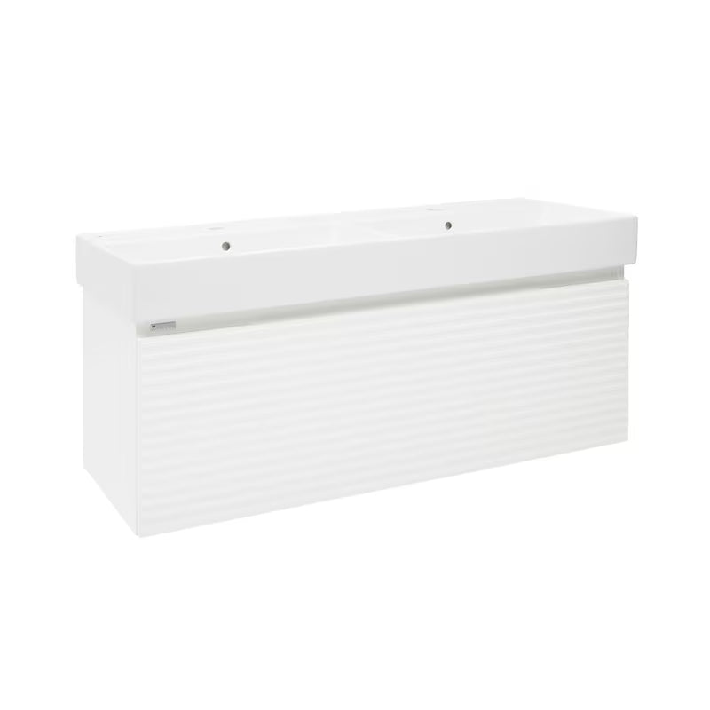 Viseća kupaonski ormarić Naturel Savona s keramičkim dvostrukim umivaonikom u bijelom sjaju