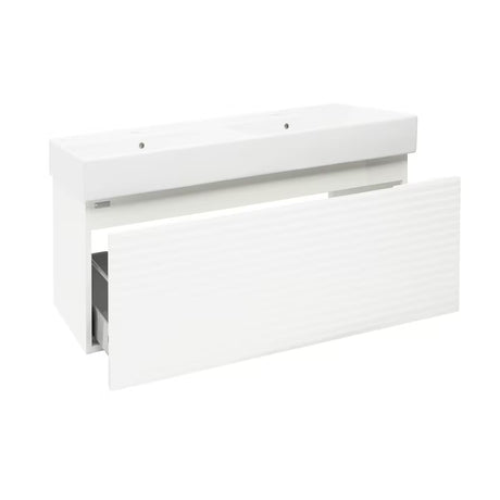 Viseća kupaonski ormarić Naturel Savona s keramičkim dvostrukim umivaonikom u bijelom sjaju