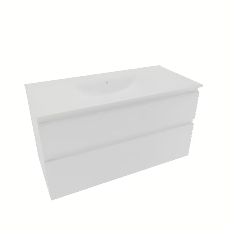 Viseća kupaonski ormarić Naturel Savona s keramičkim umivaonikom u bijelom sjaju 98x53x44,8 cm.