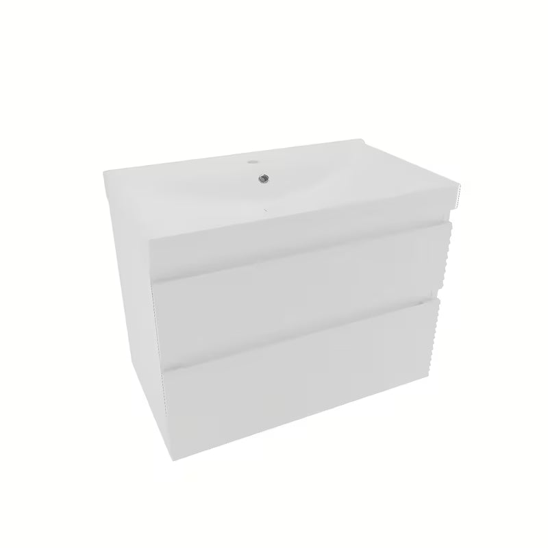 Viseća kupaonski ormarić Naturel Savona s keramičkim umivaonikom u sjajno bijeloj boji