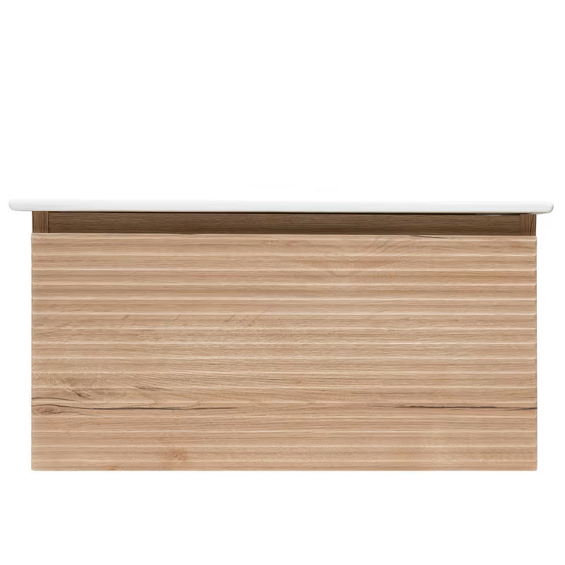 Viseća kupaonski ormarić Naturel Savona s keramičkim umivaonikom u dekoru hrasta halifax mat