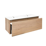 Viseća kupaonski ormarić s keramičkim umivaonikom Naturel Savona u dekoru hrast halifax mat