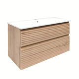 Viseća kupaonski ormarić Naturel Savona s keramičkim umivaonikom u dekoru hrasta halifax