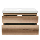 Viseća kupaonski ormarić s keramičkim umivaonikom Naturel Savona u dekoru hrasta halifax mat