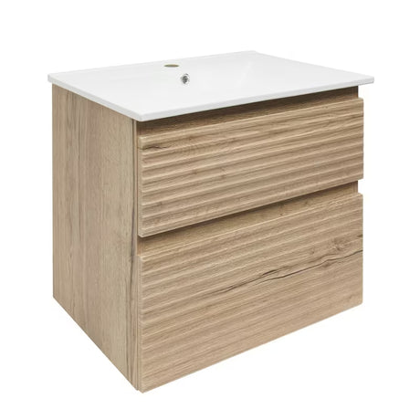 Viseća kupaonski ormarić s keramičkim umivaonikom Naturel Savona u dekoru hrasta halifax mat