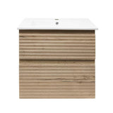 Viseća kupaonski ormarić s keramičkim umivaonikom Naturel Savona u dekoru hrasta halifax mat