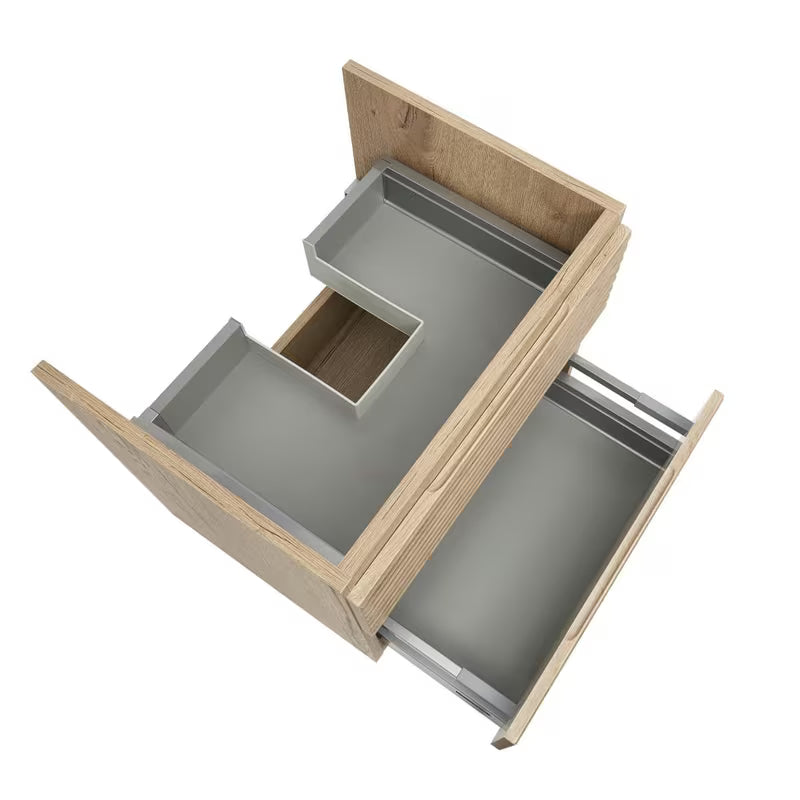 Viseća kupaonski ormarić Naturel Savona s keramičkim umivaonikom u dekoru hrasta halifax mat