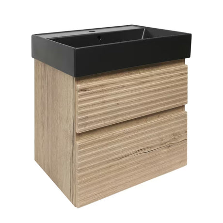 Viseća kupaonski ormarić Naturel Savona s keramičkim umivaonikom u dekoru hrasta halifax