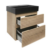 Viseća kupaonski ormarić Naturel Savona s keramičkim umivaonikom u dekoru hrasta halifax