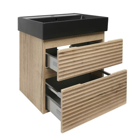 Viseća kupaonski ormarić Naturel Savona s keramičkim umivaonikom u dekoru hrasta halifax