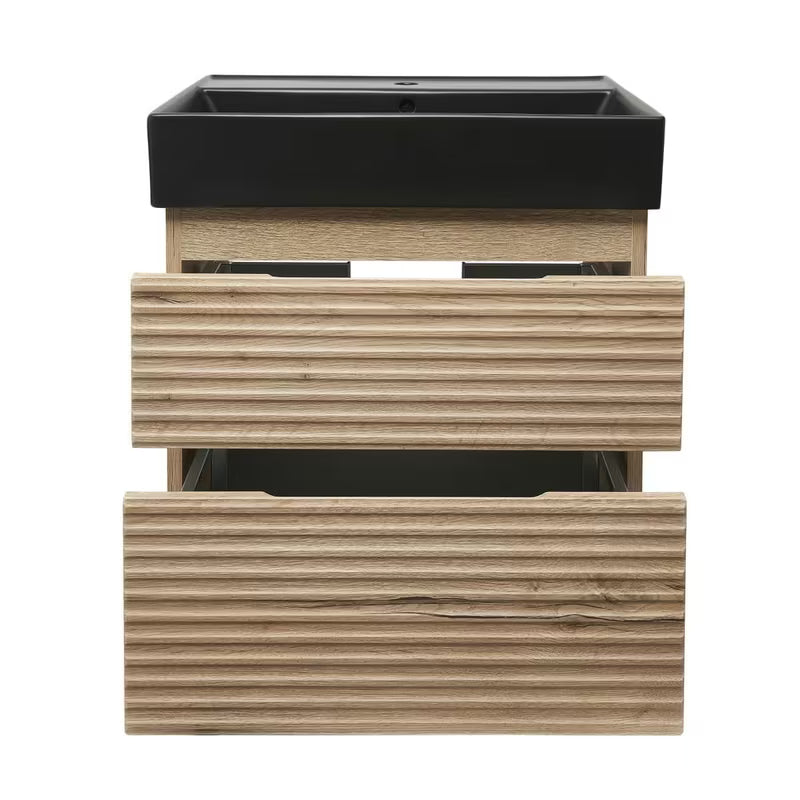 Viseća kupaonski ormarić Naturel Savona s keramičkim umivaonikom u dekoru hrasta halifax