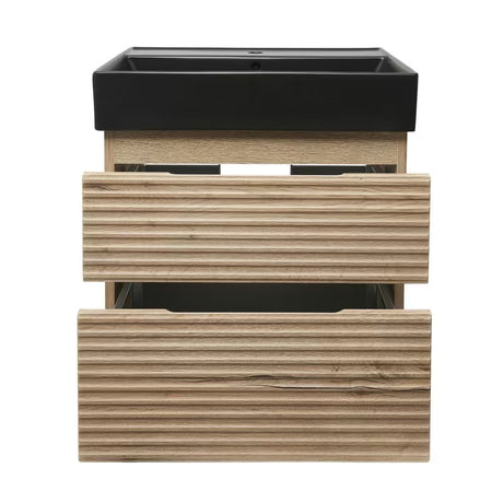 Viseća kupaonski ormarić Naturel Savona s keramičkim umivaonikom u dekoru hrasta halifax