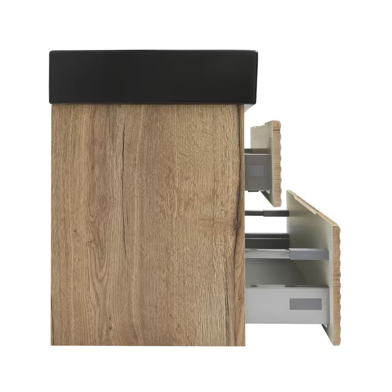 Viseća kupaonski ormarić Naturel Savona s keramičkim umivaonikom u dekoru hrasta halifax