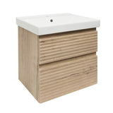 Viseća kupaonski ormarić Naturel Savona s keramičkim umivaonikom u dekoru hrasta halifax mat