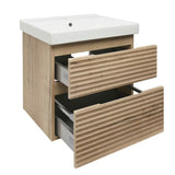 Viseća kupaonski ormarić Naturel Savona s keramičkim umivaonikom u dekoru hrasta halifax mat