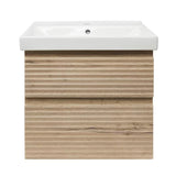 Viseća kupaonski ormarić Naturel Savona s keramičkim umivaonikom u dekoru hrasta halifax mat