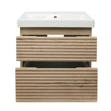 Viseća kupaonski ormarić Naturel Savona s keramičkim umivaonikom u dekoru hrasta halifax mat