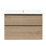 Viseća kupaonski ormarić Naturel Savona s keramičkim umivaonikom u dekoru hrasta halifax