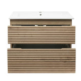 Viseća kupaonski ormarić Naturel Savona s keramičkim umivaonikom u dekoru hrasta halifax