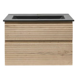 Viseća kupaonski ormarić Naturel Savona s keramičkim umivaonikom u dekoru hrasta halifax i dvije ladice.