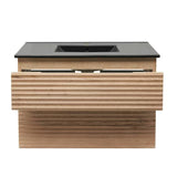 Viseća kupaonski ormarić Naturel Savona s keramičkim umivaonikom u dekoru hrasta halifax i dvije ladice.