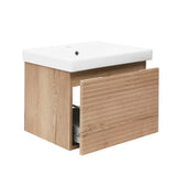 Viseća kupaonski ormarić s keramičkim umivaonikom Naturel Savona u dekoru hrast halifax mat