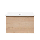 Viseća kupaonski ormarić s keramičkim umivaonikom Naturel Savona u dekoru hrast halifax mat