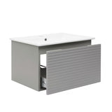 Viseća kupaonski ormarić Naturel Savona s keramičkim umivaonikom u mat sivoj boji