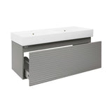 Viseća kupaonski ormarić Naturel Savona s keramičkim dvostrukim umivaonikom u mat sivoj izvedbi