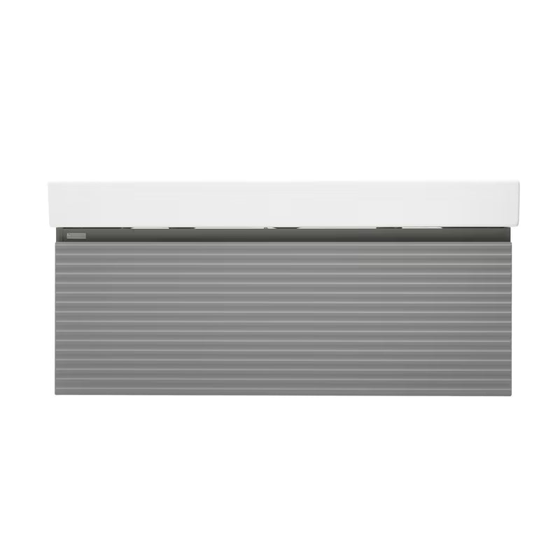 Viseća kupaonski ormarić Naturel Savona s keramičkim dvostrukim umivaonikom u mat sivoj izvedbi