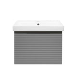 Viseća kupaonski ormarić Naturel Savona s keramičkim umivaonikom u mat sivoj boji