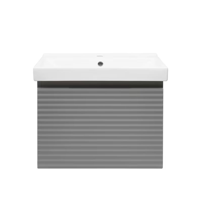 Viseća kupaonski ormarić Naturel Savona s keramičkim umivaonikom u mat sivoj boji