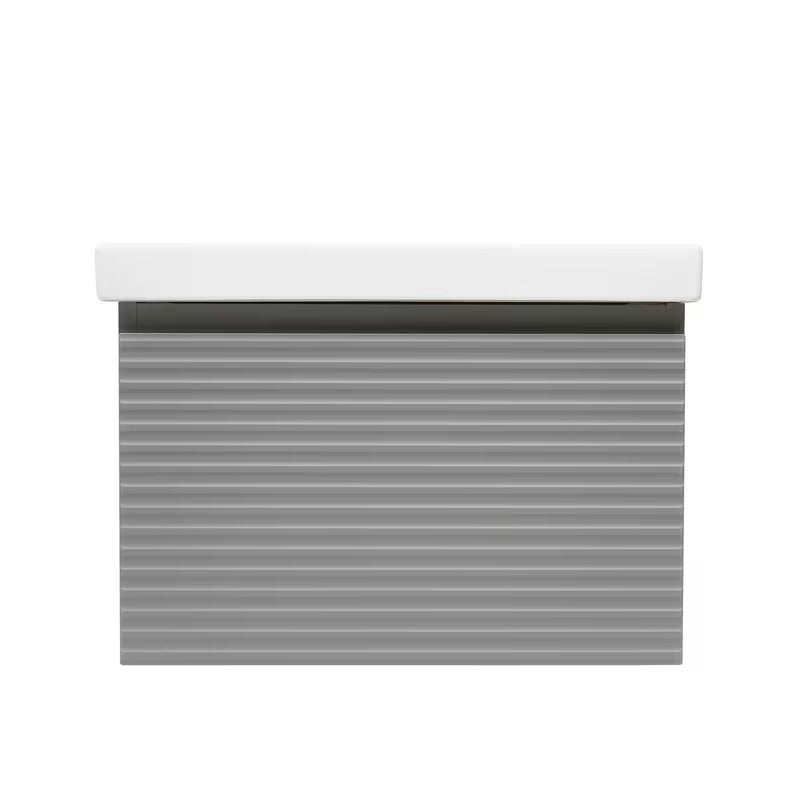 Viseća kupaonski ormarić Naturel Savona s keramičkim umivaonikom u mat sivoj boji