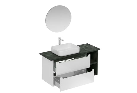 Kupaonski set Naturel Stilla u bijelom sjaju s elementima u boji crnog betona