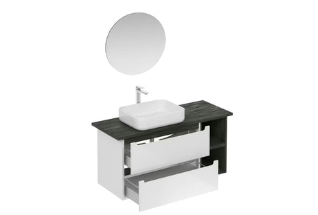 Kupaonski set Naturel Stilla u bijelom sjaju s elementima u boji crnog betona