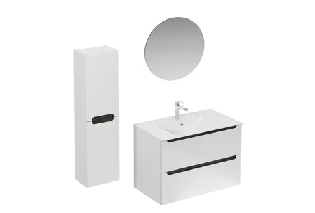 Kupaonski set Naturel Stilla u bijelom sjaju s umivaonikom i ogledalom s LED osvjetljenjem