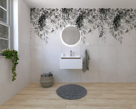 Kupaonski set Naturel Stilla u sjajno bijeloj boji s umivaonikom i ogledalom s LED osvjetljenjem