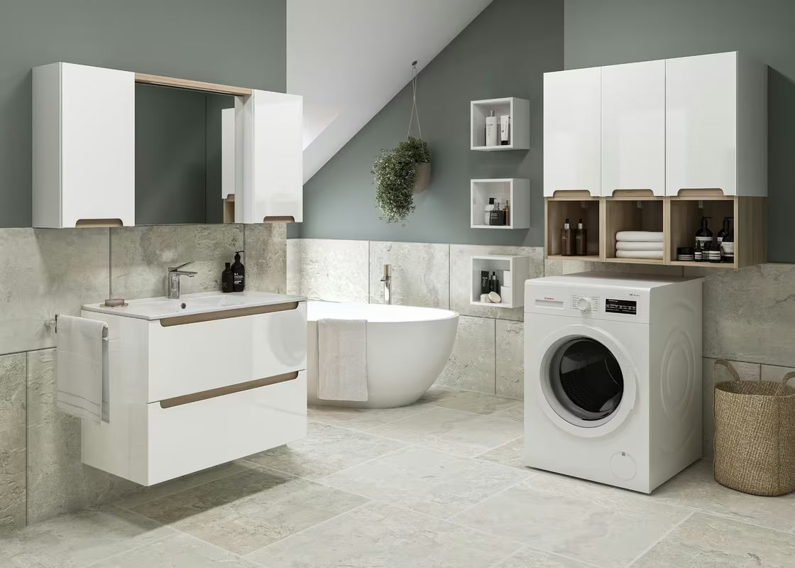 Bijeli viseća kupaonski ormarić Naturel Stilla 80x30x45 cm s jednom ladicom