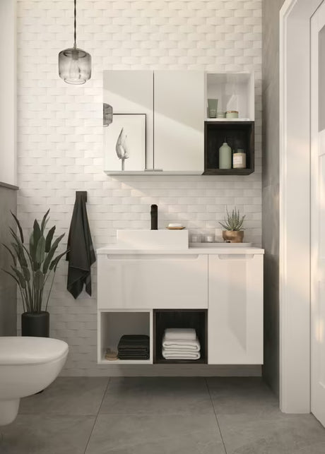 Bijeli viseća kupaonski ormarić Naturel Stilla 80x30x45 cm s jednom ladicom