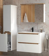 Bijeli kupaonski ormarić Naturel Stilla s integriranom košarom za rublje