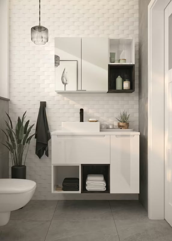 Bijeli viseći policni kutija Naturel Stilla 30x30x44 cm za kupaonicu