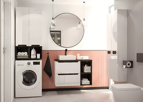 Bijeli viseća kupaonski ormarić Naturel Stilla 80x30x45 cm s jednom ladicom