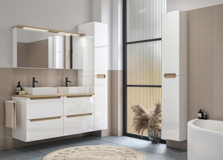 Bijeli viseća kupaonski ormarić Naturel Stilla 80x30x45 cm s jednom ladicom