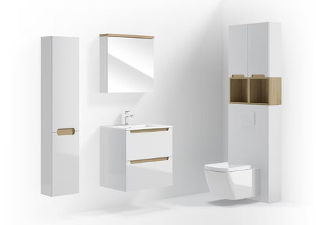 Bijeli viseća kupaonski ormarić Naturel Stilla 80x30x45 cm s jednom ladicom