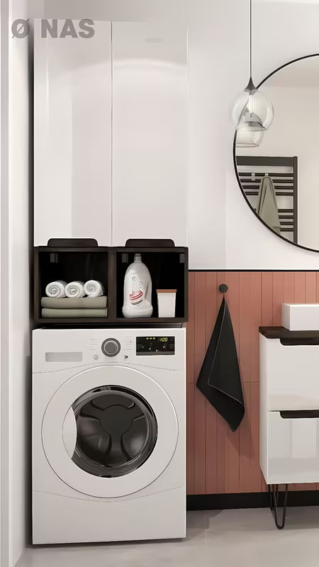 Crni viseći policni kutija Naturel Stilla 30x30x44 cm za kupaonicu