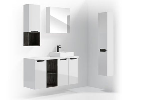 Crni viseći policijski kutija Naturel Stilla za kupaonicu dimenzija 30x30x20 cm.