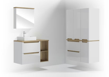 Smeđa viseća kupaonski ormarić Naturel Stilla, policni kutija 30x30x44 cm