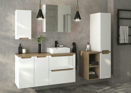 Smeđa viseća kupaonski ormarić Naturel Stilla, policni kutija 30x30x44 cm